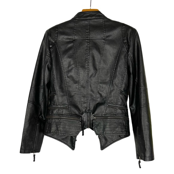 chouyatou Moto Studded Perfectly Shaping Faux Leather Biker Goth Jacket NWOT - Picture 3 of 11